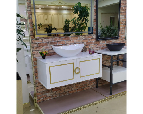 Приобрести STEFFANY -105 Тумба подвесная 2 дв. с латунными вставками / столешница / раковина в магазине сантехники Santeh-Crystal.ru