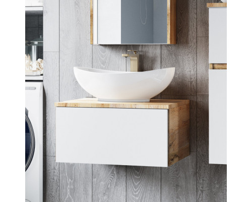 Приобрести Ива - 80 Тумба подвесная комбинированная 1 ящ. / раковина в магазине сантехники Santeh-Crystal.ru
