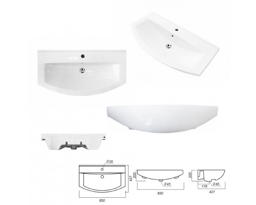 Купить Дрея - 86 Тумба 2 ящ. (корз)/ раковина (комп) в магазине сантехники Santeh-Crystal.ru