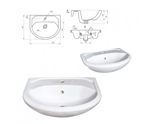 Купить Элегия - 55 Тумба напольная / раковина в магазине сантехники Santeh-Crystal.ru