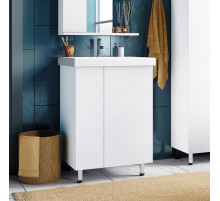 Лира - 60 Тумба прямая напольная  белая эмаль с отталкив. / раковина