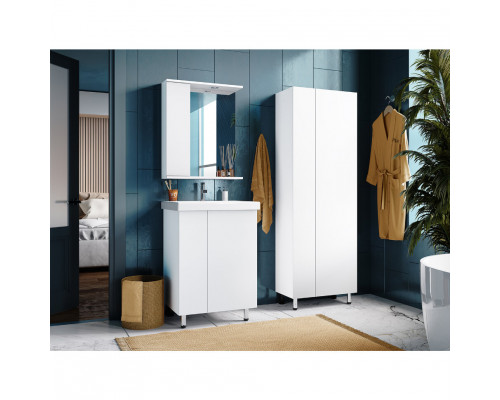 Купить Лира - 60 Тумба прямая напольная  белая эмаль с отталкив. / раковина в магазине сантехники Santeh-Crystal.ru