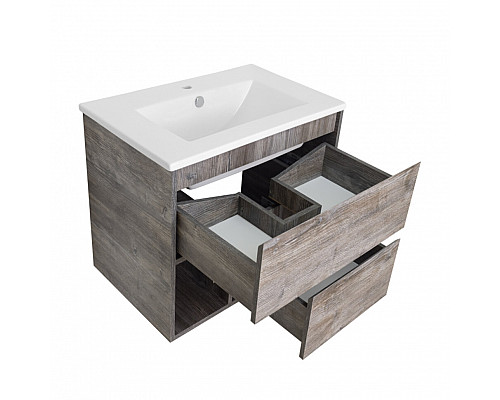 Приобрести Темза - 75 Тумба подвесная с 2 ящиком и нишей (цвет Сосна Пасадена) / раковина в магазине сантехники Santeh-Crystal.ru