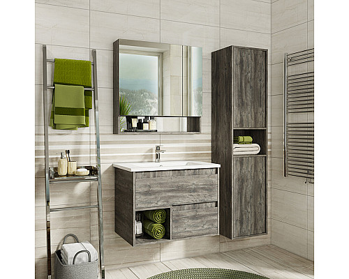 Приобрести Темза - 75 Тумба подвесная с 2 ящиком и нишей (цвет Сосна Пасадена) / раковина в магазине сантехники Santeh-Crystal.ru