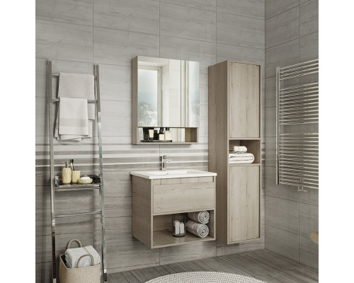 Купить Дунай - 60 Тумба подвесная с 1 ящиком и нишей (цвет Дуб белый) / раковина в магазине сантехники Santeh-Crystal.ru