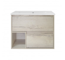 Дунай - 75 Тумба подвесная с 2 ящиками и нишей (цвет Дуб белый) / раковина