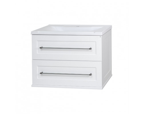 Купить Марта - 80 Тумба подвесная 2 ящ.  белая эмаль (глянец) / раковина в магазине сантехники Santeh-Crystal.ru