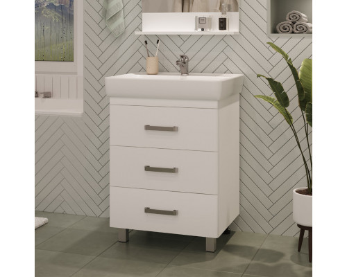 Заказать Гармония - 70 Тумба напольная  с 3 ящ. закруг. края белая эмаль (глянец) / раковина в магазине сантехники Santeh-Crystal.ru