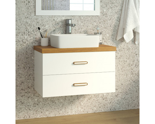 Купить KRONA - 80 Тумба с 2 ящ. подвесная / столешница KEVO / раковина в магазине сантехники Santeh-Crystal.ru