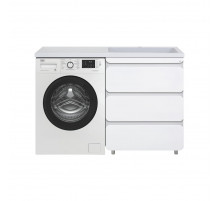 Чегет - 70 Тумба напольная 3 ящ. под стиральную машину, белая / раковина ПРАВАЯ