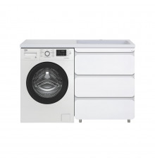 Чегет - 70 Тумба напольная 3 ящ. под стиральную машину, белая / раковина ПРАВАЯ