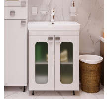 Урал - 60 Тумба напольная прямая со стекл. (ПВХ) / раковина