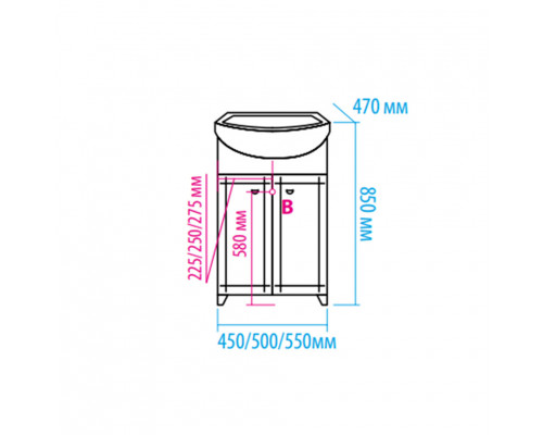 Заказать Уют - 50 Тумба прямая / раковина (комплект) в магазине сантехники Santeh-Crystal.ru