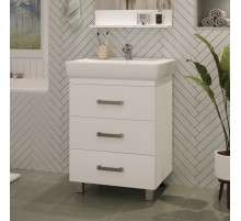 Гармония - 60 Тумба напольная  с 3 ящ. закруг. края белая эмаль (глянец) / раковина