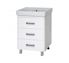 Гармония - 80 Тумба напольная  с 3 ящ. закруг. края белая эмаль (глянец) / раковина