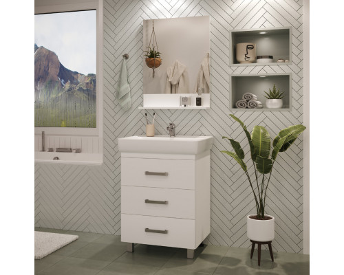 Приобрести Гармония - 80 Тумба напольная  с 3 ящ. закруг. края белая эмаль (глянец) / раковина в магазине сантехники Santeh-Crystal.ru