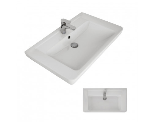 Приобрести Гармония - 80 Тумба напольная  с 3 ящ. закруг. края белая эмаль (глянец) / раковина в магазине сантехники Santeh-Crystal.ru