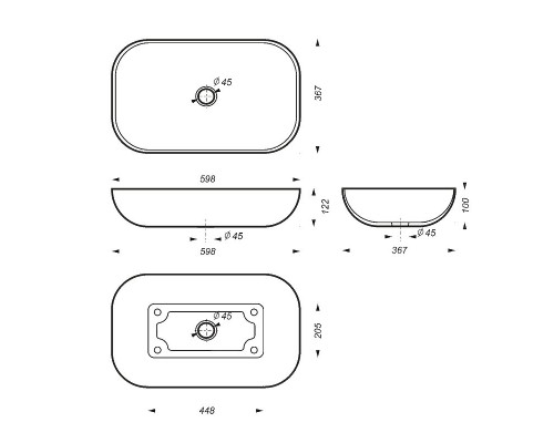 Приобрести RICHARD -105 Тумба подвесная 2 дв. белый/черный / столешница / раковина в магазине сантехники Santeh-Crystal.ru