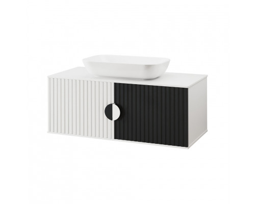 Приобрести RICHARD -105 Тумба подвесная 2 дв. белый/черный / столешница / раковина в магазине сантехники Santeh-Crystal.ru