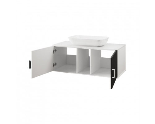 Приобрести RICHARD -105 Тумба подвесная 2 дв. белый/черный / столешница / раковина в магазине сантехники Santeh-Crystal.ru