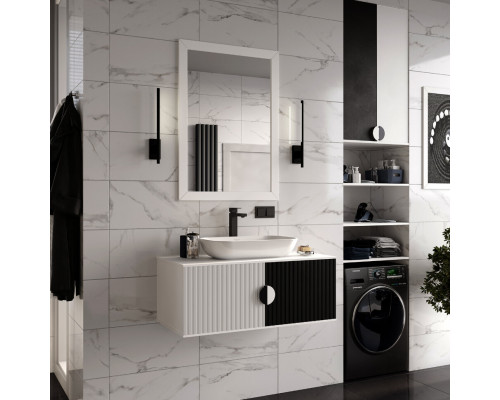 Приобрести RICHARD -105 Тумба подвесная 2 дв. белый/черный / столешница / раковина в магазине сантехники Santeh-Crystal.ru