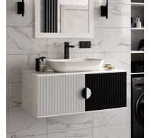 RICHARD -105 Тумба подвесная 2 дв. белый/черный / столешница / раковина