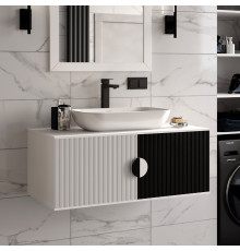 RICHARD -105 Тумба подвесная 2 дв. белый/черный / столешница / раковина