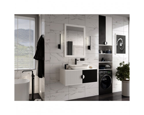 Приобрести RICHARD -105 Тумба подвесная 2 дв. белый/черный / столешница / раковина в магазине сантехники Santeh-Crystal.ru