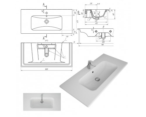 Заказать Анастейша -100 Тумба подвесная с 2 ящ. / раковина в магазине сантехники Santeh-Crystal.ru