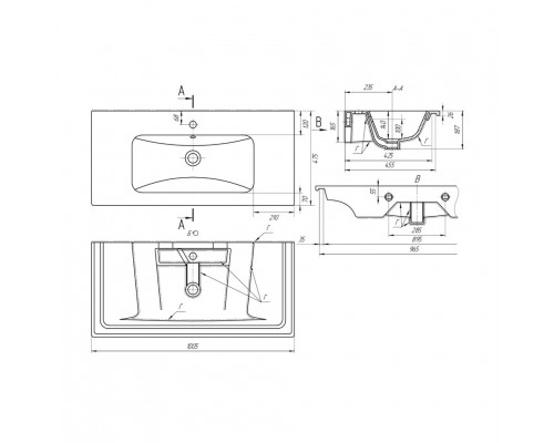 Заказать Анастейша -100 Тумба подвесная с 2 ящ. / раковина в магазине сантехники Santeh-Crystal.ru