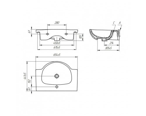 Купить Классик - 65 Тумба с 1 ящ. / раковина в магазине сантехники Santeh-Crystal.ru