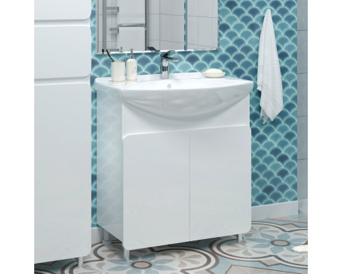 Заказать Чегет - 65 Тумба напольная прямая белая 2 дв. / раковина в магазине сантехники Santeh-Crystal.ru