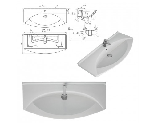 Заказать Чегет -105 Тумба напольная прямая белая 3 дв. / раковина в магазине сантехники Santeh-Crystal.ru
