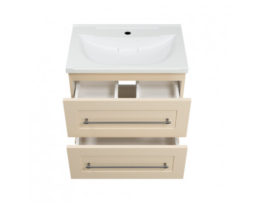 Приобрести Марта - 60 Тумба подвесная 2 ящ. бежевый (эмаль) / раковина в магазине сантехники Santeh-Crystal.ru