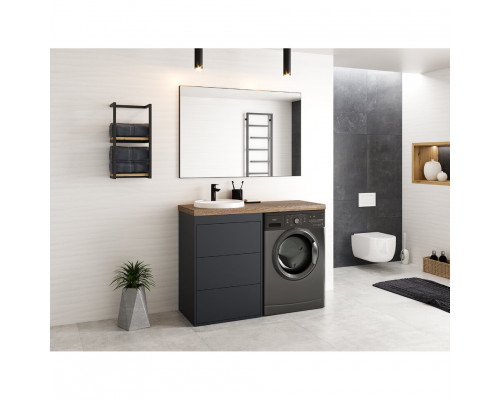 Приобрести GRAFIT - 60 Тумба напольная 3 ящ. Графит под стиральную машину / раковина Даллас 130 левая в магазине сантехники Santeh-Crystal.ru