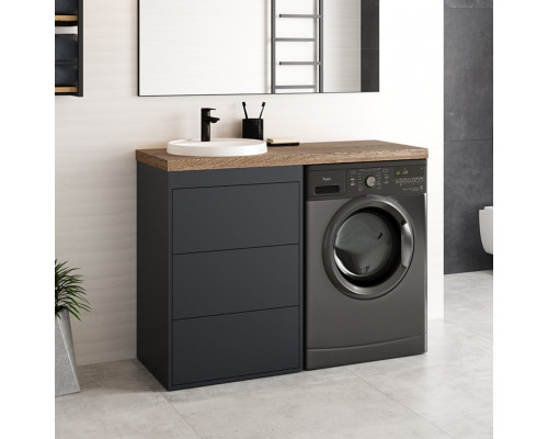 Приобрести GRAFIT - 60 Тумба напольная 3 ящ. Графит под стиральную машину / раковина Даллас 130 левая в магазине сантехники Santeh-Crystal.ru
