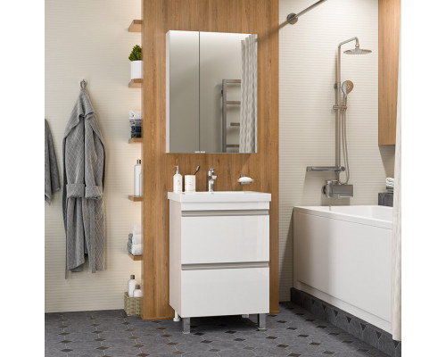 Приобрести Ингрид - 60 Тумба напольная с 2 ящ.эмаль / раковина в магазине сантехники Santeh-Crystal.ru