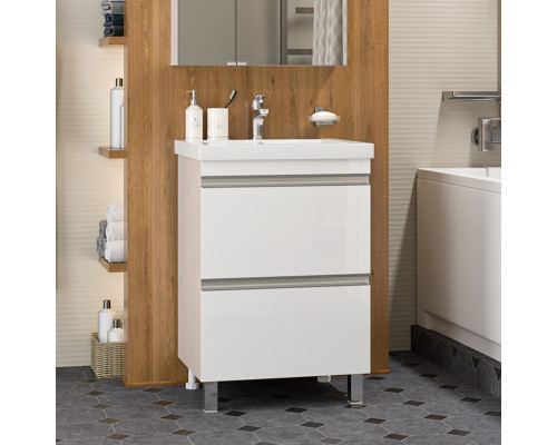 Приобрести Ингрид - 60 Тумба напольная с 2 ящ.эмаль / раковина в магазине сантехники Santeh-Crystal.ru