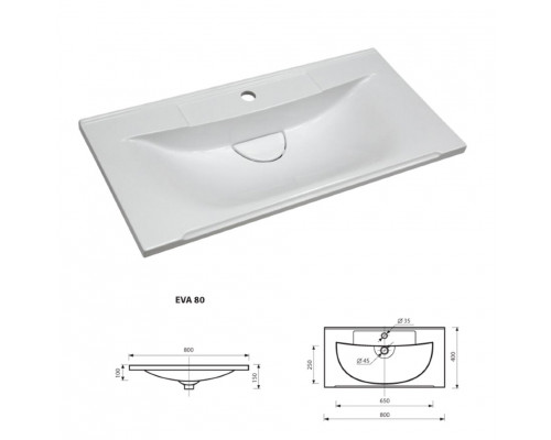 Купить Марта - 80 Тумба подвесная 2 ящ. темный бетон / раковина в магазине сантехники Santeh-Crystal.ru