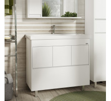 Алиса - 90 тумба 1 ящ. напольная белая эмаль / раковина