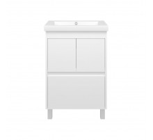 Алиса - 58 тумба 1 ящ. напольная белая эмаль / раковина