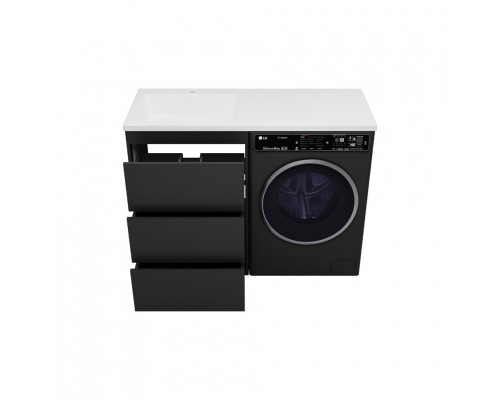 Приобрести GRAFIT - 60 Тумба напольная 3 ящ. Графит под стиральную машину / раковина Даллас 130 левая в магазине сантехники Santeh-Crystal.ru