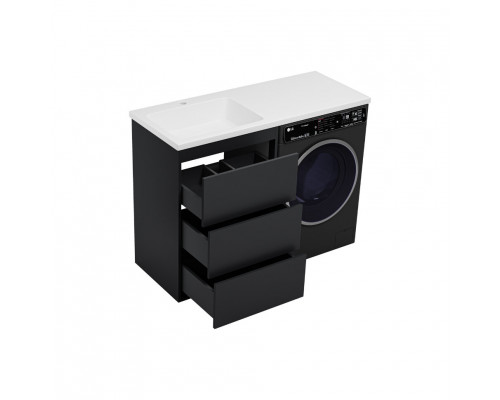 Приобрести GRAFIT - 60 Тумба напольная 3 ящ. Графит под стиральную машину / раковина Даллас 130 левая в магазине сантехники Santeh-Crystal.ru