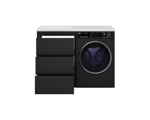 Приобрести GRAFIT - 60 Тумба напольная 3 ящ. Графит под стиральную машину / раковина Даллас 130 левая в магазине сантехники Santeh-Crystal.ru