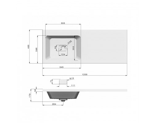 Приобрести GRAFIT - 60 Тумба напольная 3 ящ. Графит под стиральную машину / раковина Даллас 130 левая в магазине сантехники Santeh-Crystal.ru
