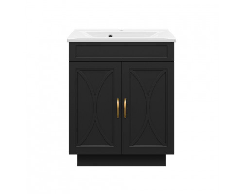 Купить Амбра - 70 тумба прямая черная матовая / раковина в магазине сантехники Santeh-Crystal.ru