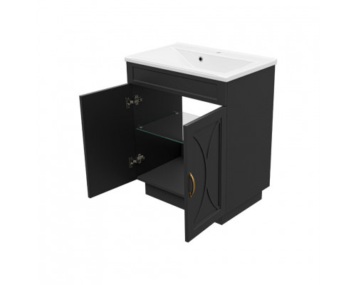 Купить Амбра - 70 тумба прямая черная матовая / раковина в магазине сантехники Santeh-Crystal.ru