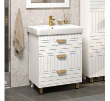 GLOSTER - 70 Тумба с 3 ящ. напольная, белый / раковина