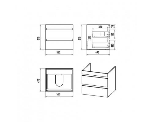 Купить Коломбо - 60 Тумба под стиральную машину подвесная 2 ящ. / раковина левая в магазине сантехники Santeh-Crystal.ru