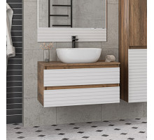 DAKOTA - 80 Тумба подвесная 2 ящ. (ДСП (Дуб Гал/ Белый) / раковина
